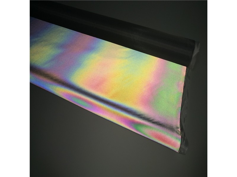 Rainbow reflective fabric dark olive 1 m