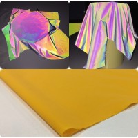 Reflective rainbow fabric yellow 1 m
