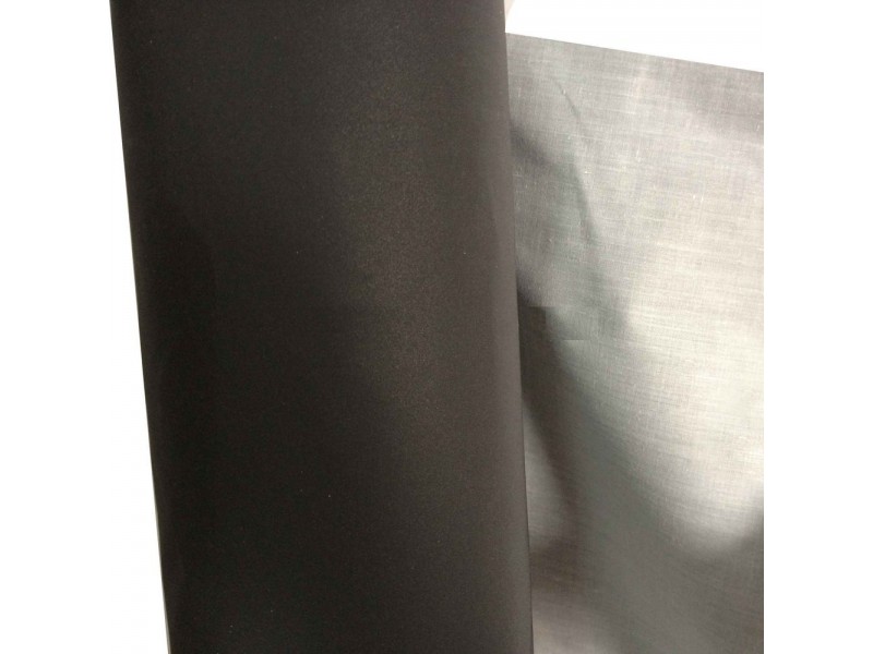 Black reflective fabric with polyester backing 1 m
